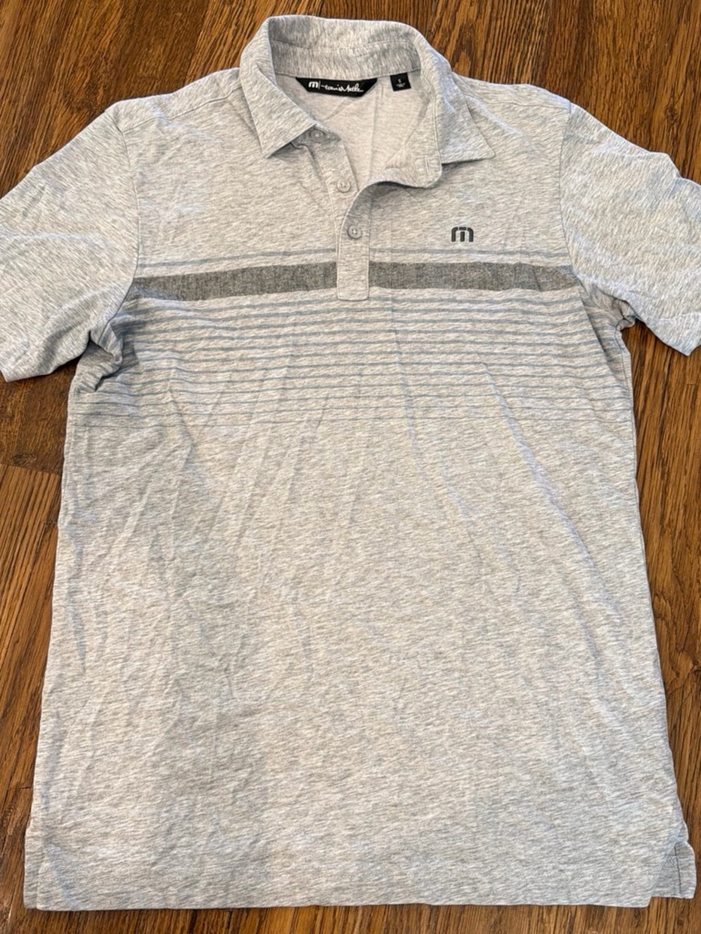 Travis Mathew Light Heather Gray Striped Polo